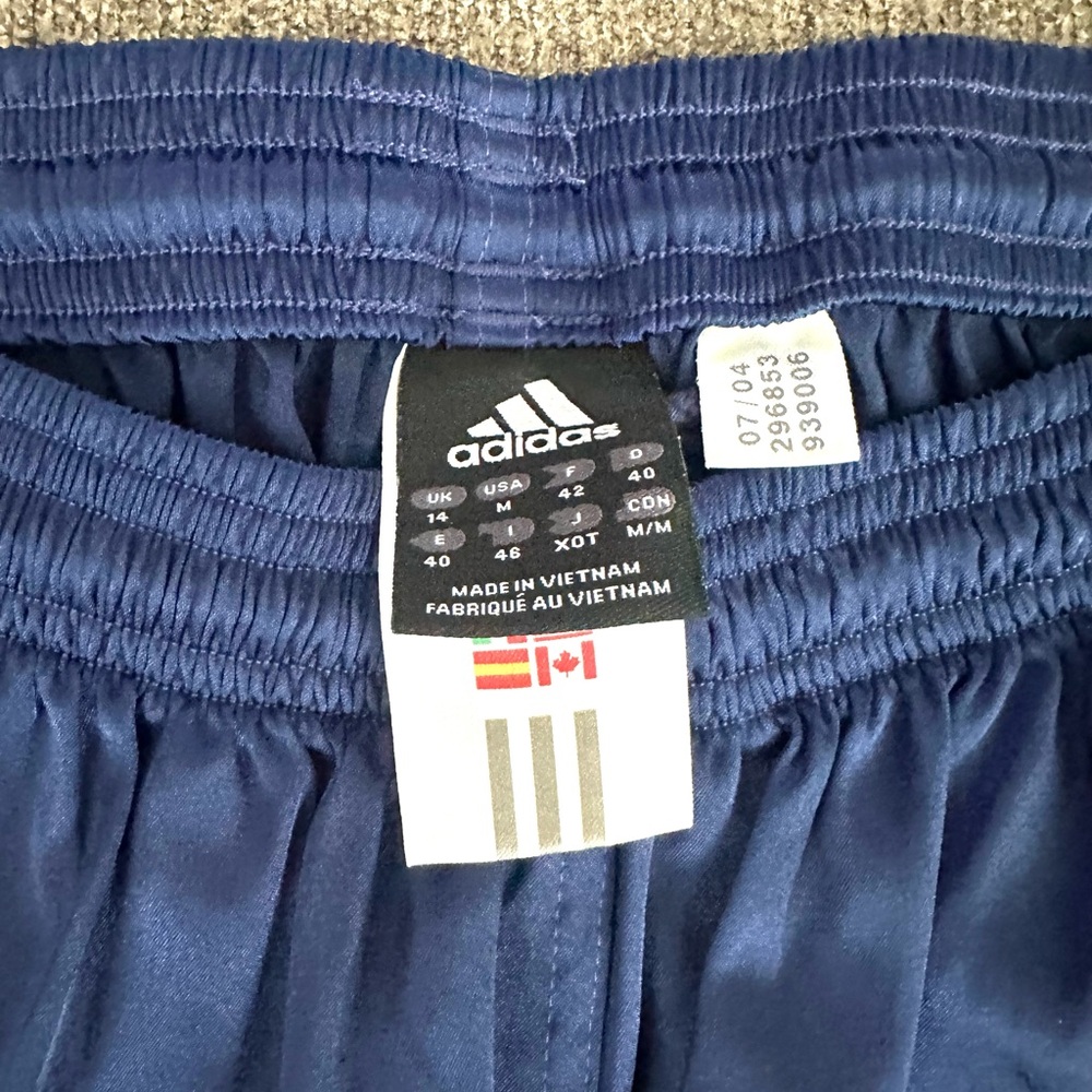 Adidas Navy Blue Satin 3 Stripe Soccer Athletic Shorts Sz. L - Picture 8 of 9